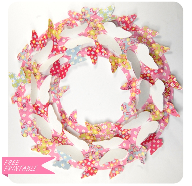 free printable butterfly wreath 1