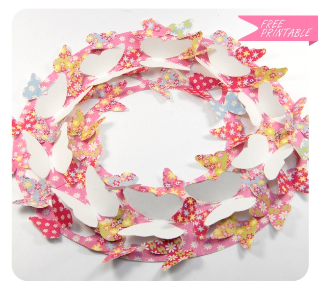 free printable butterfly wreath 2