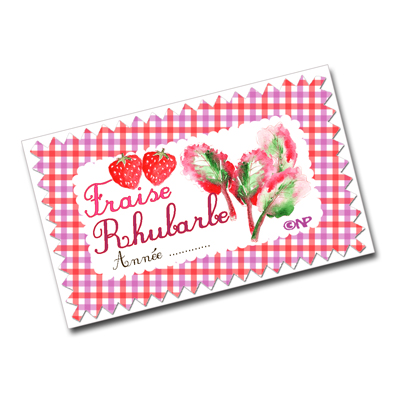 étiquette confiture de fraise-rhubarbe à imprimer gratuitement