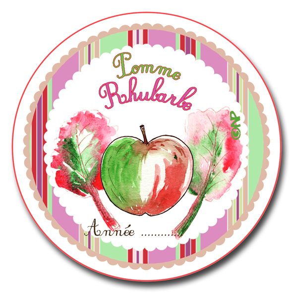 étiquette ronde confiture pomme rhubarbe à imprimer gratuitemnet