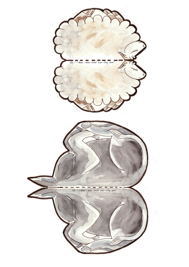 creche à colorier mouton ane