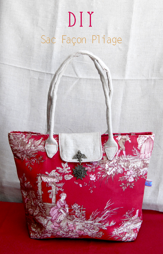Sac En Toile De Jouy Rouge - Broderie Vintage, Anse Beige, Fait Main, Neuf Sans étiquette