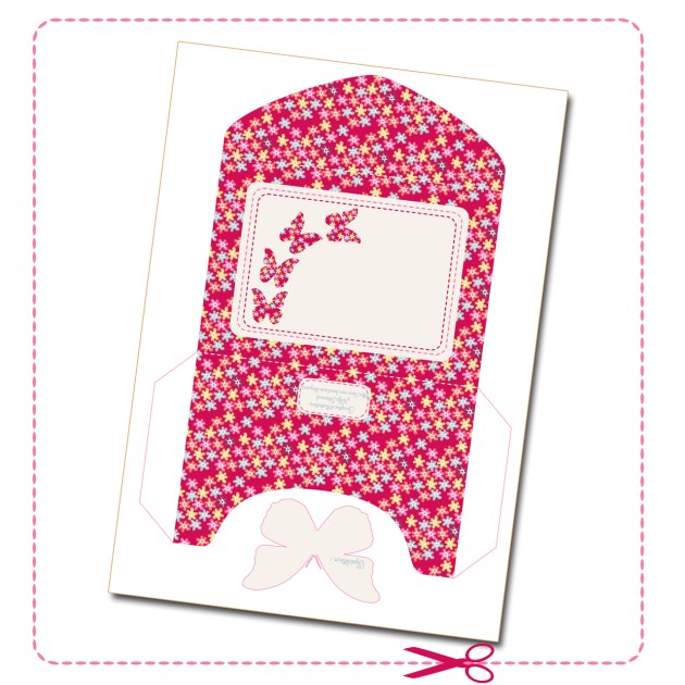 free printable enveloppe 3D butterfly