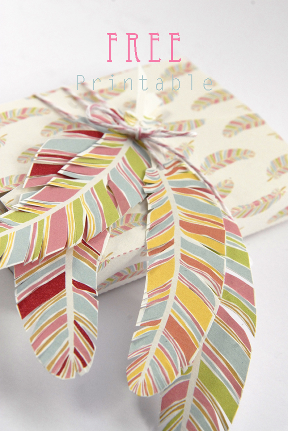 free printable gift box feather pattern 2