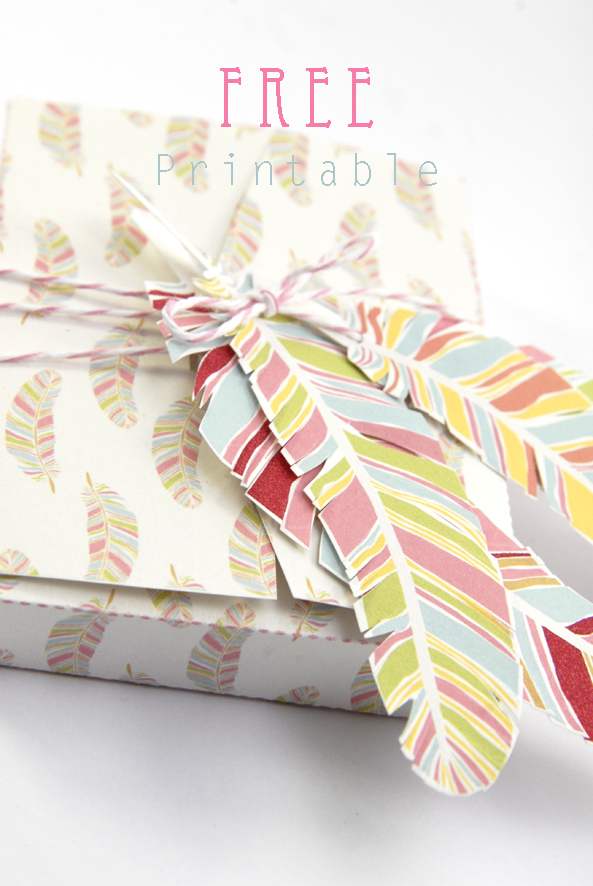 free printable gift box feather pattern 4