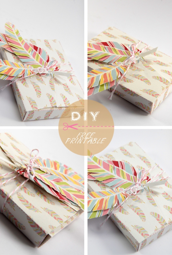 free printable gift box feather pattern 7