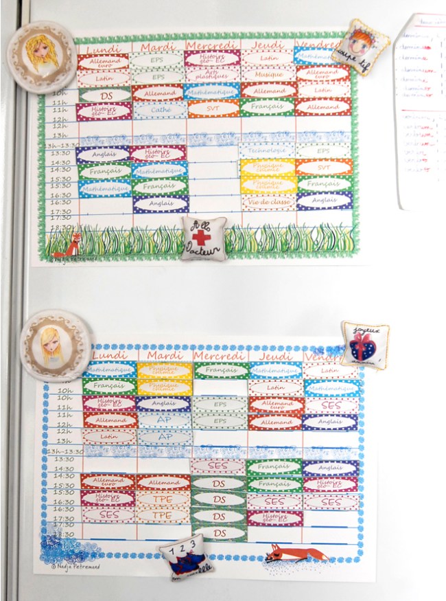 free printable school planing-emplois du temps à imprimer gratuitement 2