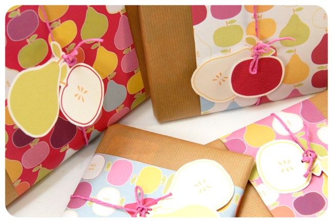 free printable wrap paper apple pear 3