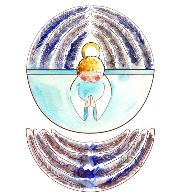 gratuit crèche à colorier ange