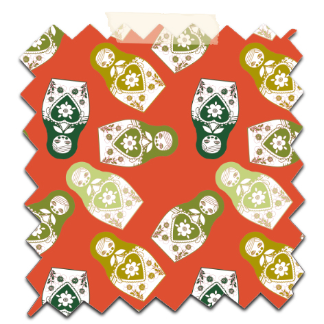 gratuit papier scrapbooking motif poupée russe twist vert fond orange Free printable patterned papers