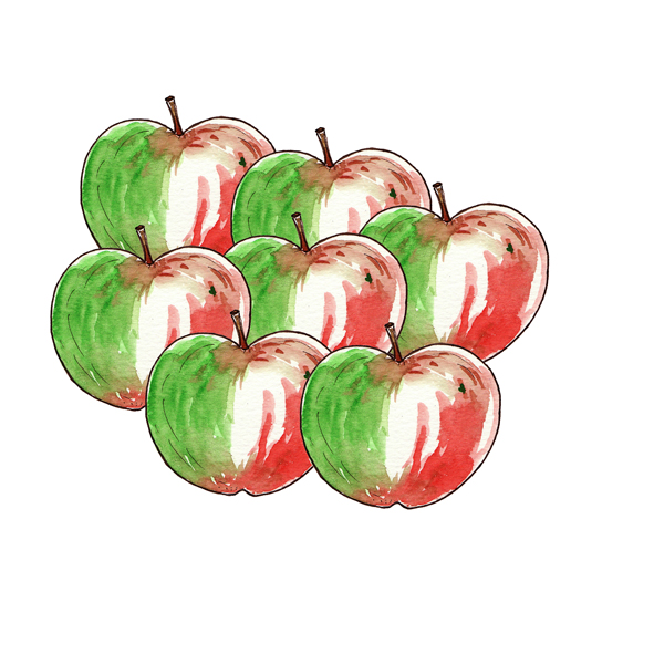 illustration pomme à l'aquarelle