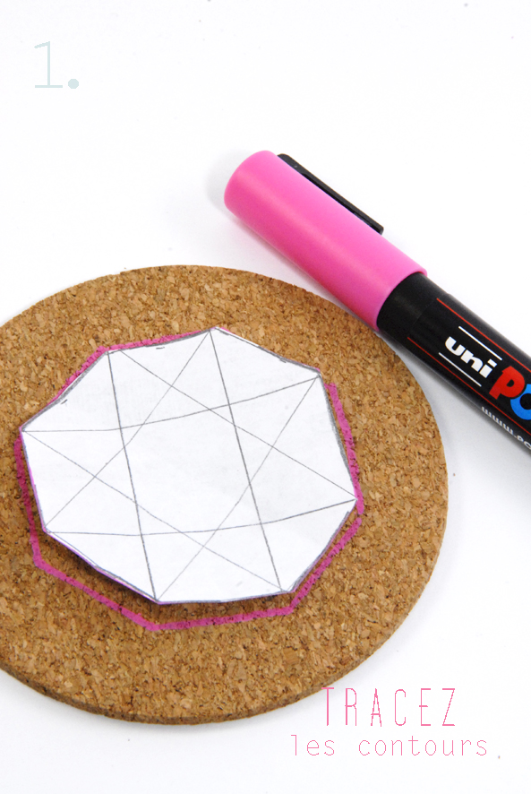 tuto sous verre en liège au feutre posca 1