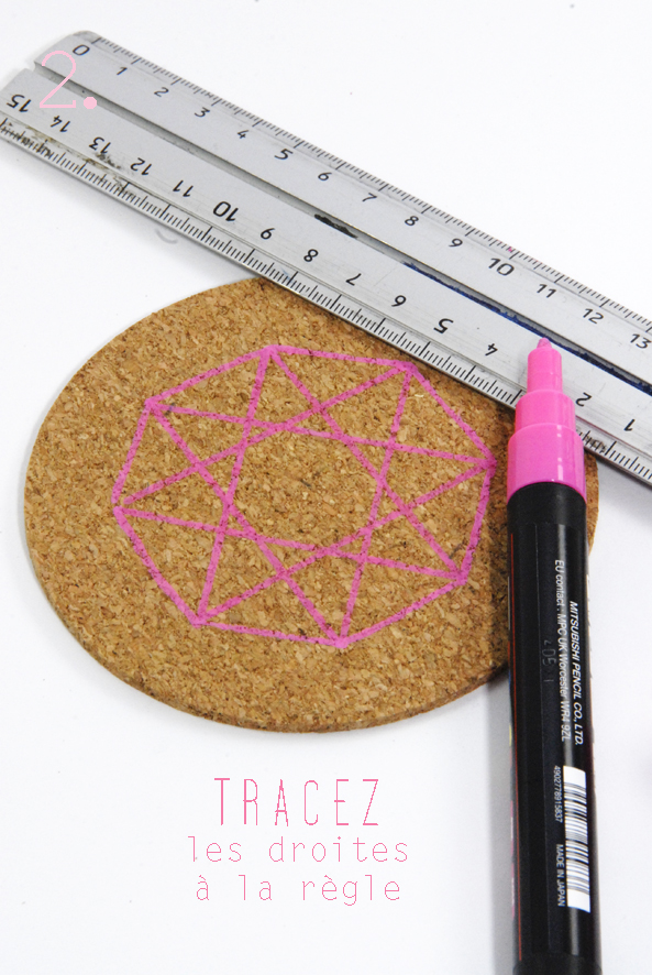 tuto sous verre en liège au feutre posca 2