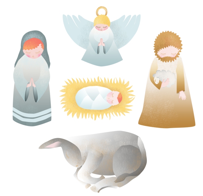 free printable  stichers nativity creche à imprimer en stickers marie joseph jesus