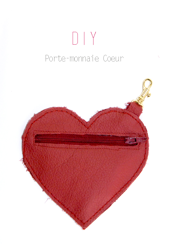 DIY porte-monaie coeur en cuir rouge 1