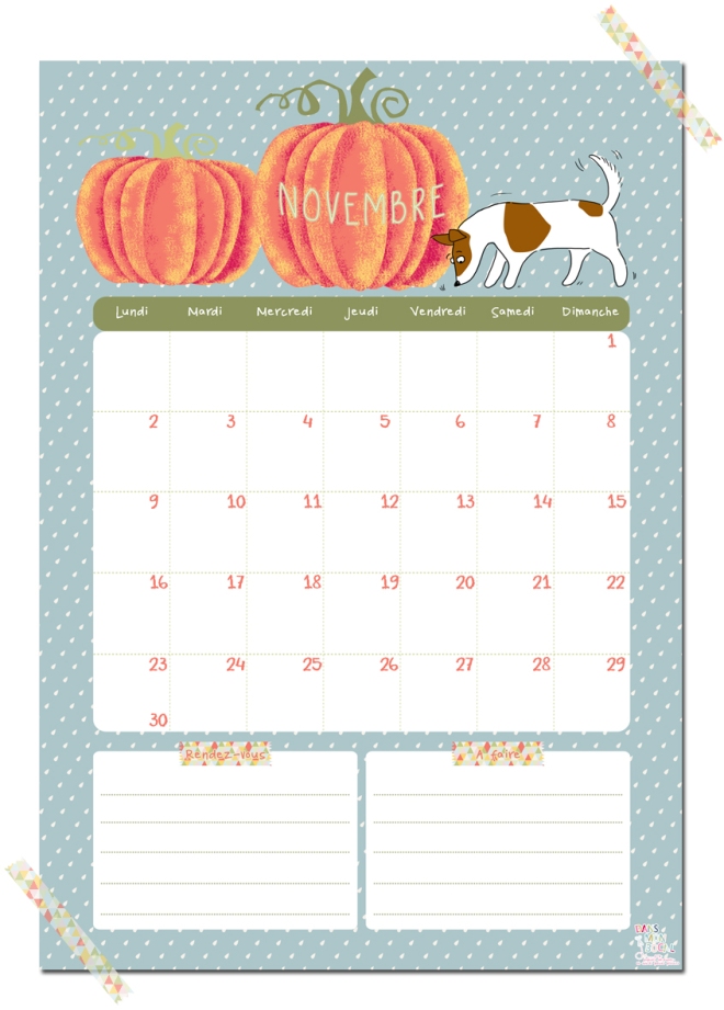 gratuit calendrier novembre free printable calendar illustration