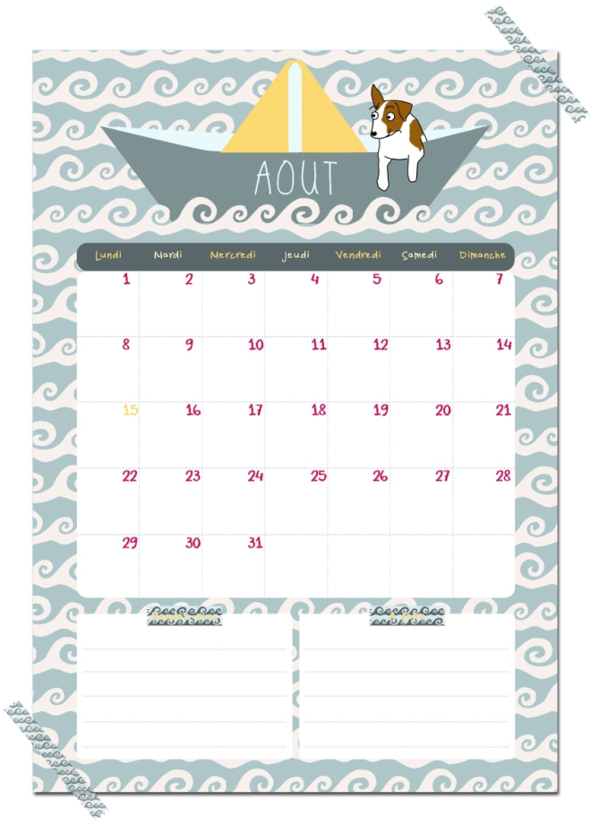 gratuit calendrier aout free printable calendar illustration